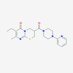 molecular formula C20H25N5O2S B2396342 7-ethyl-8-methyl-3-(4-(pyridin-2-yl)piperazine-1-carbonyl)-3,4-dihydropyrimido[2,1-b][1,3]thiazin-6(2H)-one CAS No. 1421525-75-8