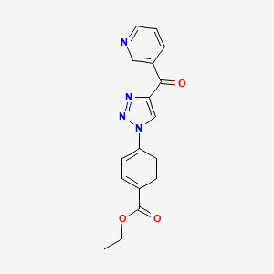 molecular formula C17H14N4O3 B2396350 ethyl 4-[4-(3-pyridinylcarbonyl)-1H-1,2,3-triazol-1-yl]benzenecarboxylate CAS No. 478248-79-2