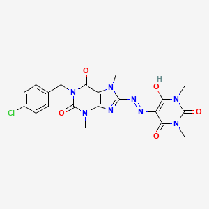 5-(2-(1-(4-chlorobenzyl)-3,7-dimethyl-2,6-dioxo-2,3,6,7-tetrahydro-1H-purin-8-yl)hydrazono)-1,3-dimethylpyrimidine-2,4,6(1H,3H,5H)-trione