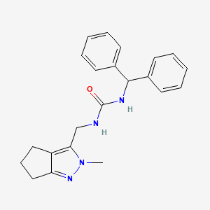 molecular formula C22H24N4O B2396356 1-Benzhydryl-3-((2-methyl-2,4,5,6-tetrahydrocyclopenta[c]pyrazol-3-yl)methyl)urea CAS No. 2034552-93-5