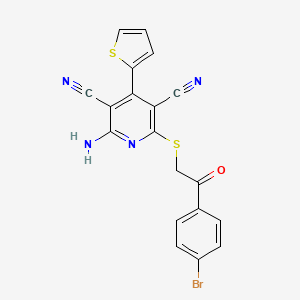 2-Amino-6-((2-(4-bromophenyl)-2-oxoethyl)thio)-4-(thiophen-2-yl)pyridine-3,5-dicarbonitrile