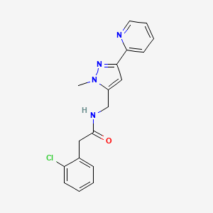 2-(2-Chlorophenyl)-N-[(2-methyl-5-pyridin-2-ylpyrazol-3-yl)methyl]acetamide
