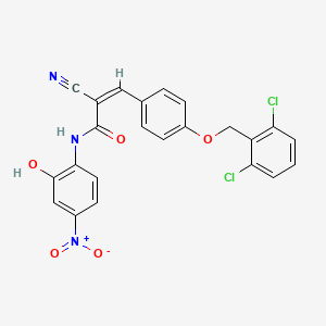 molecular formula C23H15Cl2N3O5 B2396381 (Z)-2-Cyano-3-[4-[(2,6-dichlorophenyl)methoxy]phenyl]-N-(2-hydroxy-4-nitrophenyl)prop-2-enamide CAS No. 522655-97-6