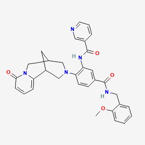 molecular formula C32H31N5O4 B2396385 N-(5-((2-methoxybenzyl)carbamoyl)-2-(8-oxo-5,6-dihydro-1H-1,5-methanopyrido[1,2-a][1,5]diazocin-3(2H,4H,8H)-yl)phenyl)nicotinamide CAS No. 441048-08-4