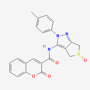 N-[2-(4-methylphenyl)-5-oxo-4,6-dihydrothieno[3,4-c]pyrazol-3-yl]-2-oxochromene-3-carboxamide