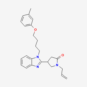 molecular formula C25H29N3O2 B2396394 1-Allyl-4-(1-(4-(m-Tolyloxy)butyl)-1H-benzo[d]imidazol-2-yl)pyrrolidin-2-on CAS No. 878693-32-4