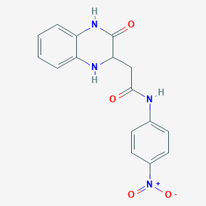 molecular formula C16H14N4O4 B2396397 N-(4-nitrophenyl)-2-(3-oxo-1,2,3,4-tetrahydroquinoxalin-2-yl)acetamide CAS No. 355115-31-0