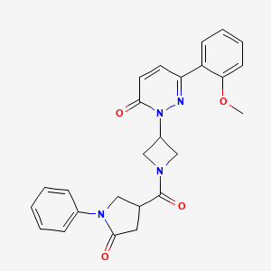 molecular formula C25H24N4O4 B2396399 6-(2-Methoxyphenyl)-2-[1-(5-oxo-1-phenylpyrrolidine-3-carbonyl)azetidin-3-yl]pyridazin-3-one CAS No. 2380181-01-9