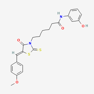 molecular formula C23H24N2O4S2 B2396403 N-(3-hydroxyphenyl)-6-[(5Z)-5-[(4-methoxyphenyl)methylidene]-4-oxo-2-sulfanylidene-1,3-thiazolidin-3-yl]hexanamide CAS No. 303792-95-2