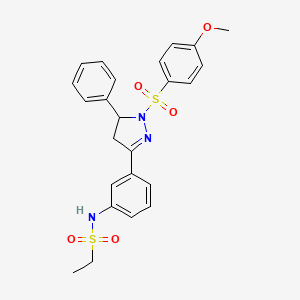 molecular formula C24H25N3O5S2 B2396411 N-(3-(1-((4-methoxyphenyl)sulfonyl)-5-phenyl-4,5-dihydro-1H-pyrazol-3-yl)phenyl)ethanesulfonamide CAS No. 851783-25-0