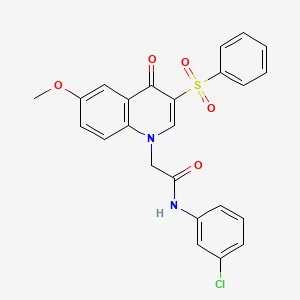 molecular formula C24H19ClN2O5S B2396418 N-(3-chlorophenyl)-2-(6-methoxy-4-oxo-3-(phenylsulfonyl)quinolin-1(4H)-yl)acetamide CAS No. 902585-00-6