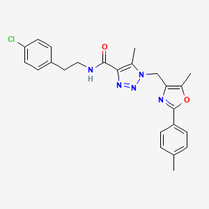 molecular formula C24H24ClN5O2 B2396421 N-(4-chlorophenethyl)-5-methyl-1-((5-methyl-2-(p-tolyl)oxazol-4-yl)methyl)-1H-1,2,3-triazole-4-carboxamide CAS No. 1226431-28-2