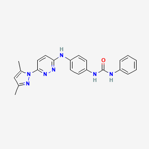 molecular formula C22H21N7O B2396424 1-(4-((6-(3,5-二甲基-1H-吡唑-1-基)嘧啶-3-基)氨基)苯基)-3-苯基脲 CAS No. 1013749-27-3