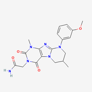 molecular formula C19H22N6O4 B2396435 2-[9-(3-methoxyphenyl)-1,7-dimethyl-2,4-dioxo-7,8-dihydro-6H-purino[7,8-a]pyrimidin-3-yl]acetamide CAS No. 845660-45-9