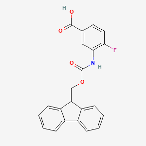 molecular formula C22H16FNO4 B2396436 3-{[(9H-fluoren-9-ylmethoxy)carbonyl]amino}-4-fluorobenzoic acid CAS No. 1339407-92-9