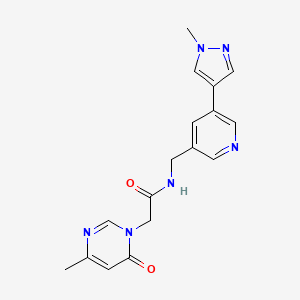 molecular formula C17H18N6O2 B2396441 N-((5-(1-methyl-1H-pyrazol-4-yl)pyridin-3-yl)methyl)-2-(4-methyl-6-oxopyrimidin-1(6H)-yl)acetamide CAS No. 2034309-19-6