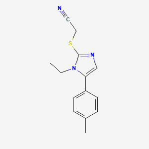 molecular formula C14H15N3S B2396446 2-((1-ethyl-5-(p-tolyl)-1H-imidazol-2-yl)thio)acetonitrile CAS No. 1206996-13-5