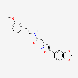 molecular formula C21H20N2O5 B2396449 2-(5-(benzo[d][1,3]dioxol-5-yl)isoxazol-3-yl)-N-(3-methoxyphenethyl)acetamide CAS No. 1105244-92-5