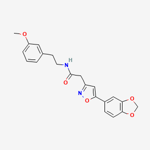 molecular formula C21H20N2O5 B2396449 2-(5-(苯并[d][1,3]二氧杂环戊烯-5-基)异恶唑-3-基)-N-(3-甲氧基苯乙基)乙酰胺 CAS No. 1105244-92-5