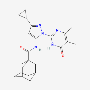 molecular formula C23H29N5O2 B2396450 N-[5-Cyclopropyl-2-(4,5-dimethyl-6-oxo-1H-pyrimidin-2-yl)pyrazol-3-yl]adamantane-1-carboxamide CAS No. 1203377-89-2