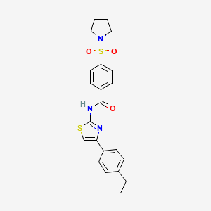 molecular formula C22H23N3O3S2 B2396452 N-(4-(4-乙基苯基)噻唑-2-基)-4-(吡咯烷-1-基磺酰基)苯甲酰胺 CAS No. 313528-81-3