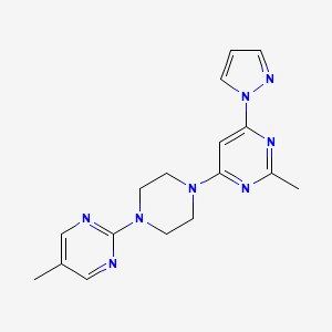 molecular formula C17H20N8 B2396459 2-Methyl-4-[4-(5-methylpyrimidin-2-yl)piperazin-1-yl]-6-pyrazol-1-ylpyrimidine CAS No. 2415511-88-3