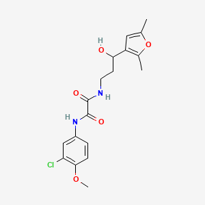 molecular formula C18H21ClN2O5 B2396460 N1-(3-chloro-4-methoxyphenyl)-N2-(3-(2,5-dimethylfuran-3-yl)-3-hydroxypropyl)oxalamide CAS No. 1421458-71-0