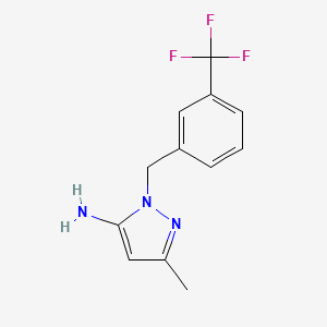 molecular formula C12H12F3N3 B2396465 5-Methyl-2-(3-trifluoromethylbenzyl)-2H-pyrazol-3-ylamine CAS No. 1273793-77-3