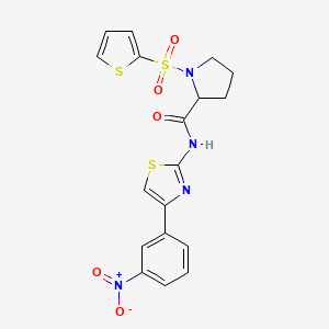 N-(4-(3-nitrophenyl)thiazol-2-yl)-1-(thiophen-2-ylsulfonyl)pyrrolidine-2-carboxamide