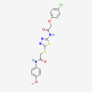 molecular formula C19H17ClN4O4S2 B2396474 2-(4-chlorophenoxy)-N-(5-((2-((4-methoxyphenyl)amino)-2-oxoethyl)thio)-1,3,4-thiadiazol-2-yl)acetamide CAS No. 392293-54-8