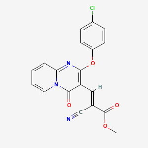 molecular formula C19H12ClN3O4 B2396491 (E)-methyl 3-(2-(4-chlorophenoxy)-4-oxo-4H-pyrido[1,2-a]pyrimidin-3-yl)-2-cyanoacrylate CAS No. 620106-08-3