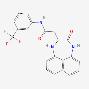 molecular formula C21H16F3N3O2 B2396499 2-(3-oxo-1,2,3,4-tetrahydronaphtho[1,8-ef][1,4]diazepin-2-yl)-N-(3-(trifluoromethyl)phenyl)acetamide CAS No. 1008011-97-9