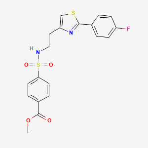 molecular formula C19H17FN2O4S2 B2396512 methyl 4-(N-(2-(2-(4-fluorophenyl)thiazol-4-yl)ethyl)sulfamoyl)benzoate CAS No. 1396867-62-1