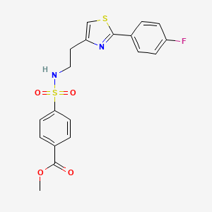 molecular formula C19H17FN2O4S2 B2396512 4-(N-(2-(2-(4-氟苯基)噻唑-4-基)乙基)磺酰胺基)苯甲酸甲酯 CAS No. 1396867-62-1