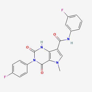 molecular formula C20H14F2N4O3 B2396514 N-(3-fluorophenyl)-3-(4-fluorophenyl)-5-methyl-2,4-dioxo-2,3,4,5-tetrahydro-1H-pyrrolo[3,2-d]pyrimidine-7-carboxamide CAS No. 921806-46-4