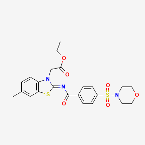 molecular formula C23H25N3O6S2 B2396519 (Z)-Ethyl-2-(6-Methyl-2-((4-(Morpholino-sulfonyl)benzoyl)imino)benzo[d]thiazol-3(2H)-yl)acetat CAS No. 865246-78-2