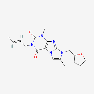 (E)-3-(but-2-en-1-yl)-1,7-dimethyl-8-((tetrahydrofuran-2-yl)methyl)-1H-imidazo[2,1-f]purine-2,4(3H,8H)-dione