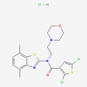 molecular formula C20H22Cl3N3O2S2 B2396524 2,5-dichloro-N-(4,7-dimethylbenzo[d]thiazol-2-yl)-N-(2-morpholinoethyl)thiophene-3-carboxamide hydrochloride CAS No. 1330285-40-9