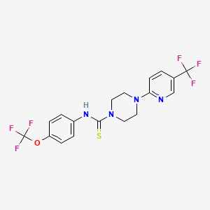 molecular formula C18H16F6N4OS B2396528 N-[4-(三氟甲氧基)苯基]-4-[5-(三氟甲基)吡啶-2-基]哌嗪-1-硫代甲酰胺 CAS No. 1024492-48-5