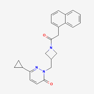 molecular formula C23H23N3O2 B2396533 6-Cyclopropyl-2-[[1-(2-naphthalen-1-ylacetyl)azetidin-3-yl]methyl]pyridazin-3-one CAS No. 2309746-55-0