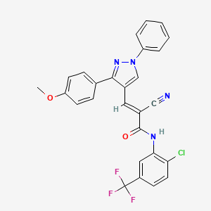 (E)-N-[2-chloro-5-(trifluoromethyl)phenyl]-2-cyano-3-[3-(4-methoxyphenyl)-1-phenylpyrazol-4-yl]prop-2-enamide