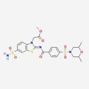 (Z)-methyl 2-(2-((4-((2,6-dimethylmorpholino)sulfonyl)benzoyl)imino)-6-sulfamoylbenzo[d]thiazol-3(2H)-yl)acetate