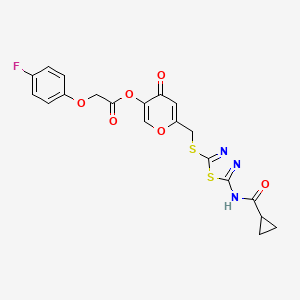 6-(((5-(cyclopropanecarboxamido)-1,3,4-thiadiazol-2-yl)thio)methyl)-4-oxo-4H-pyran-3-yl 2-(4-fluorophenoxy)acetate