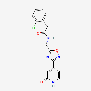 molecular formula C16H13ClN4O3 B2396575 2-(2-chlorophenyl)-N-((3-(2-oxo-1,2-dihydropyridin-4-yl)-1,2,4-oxadiazol-5-yl)methyl)acetamide CAS No. 1904408-72-5