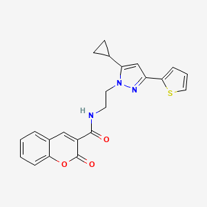 N-(2-(5-cyclopropyl-3-(thiophen-2-yl)-1H-pyrazol-1-yl)ethyl)-2-oxo-2H-chromene-3-carboxamide