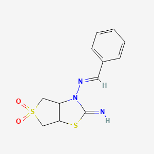 (E)-3-(benzylideneamino)-2-iminohexahydrothieno[3,4-d]thiazole 5,5-dioxide