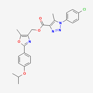 molecular formula C24H23ClN4O4 B2396589 (2-(4-isopropoxyphenyl)-5-methyloxazol-4-yl)methyl 1-(4-chlorophenyl)-5-methyl-1H-1,2,3-triazole-4-carboxylate CAS No. 946302-72-3