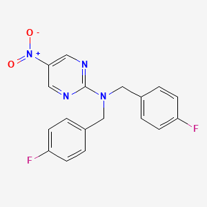 molecular formula C18H14F2N4O2 B2396603 N,N-bis[(4-fluorophenyl)methyl]-5-nitropyrimidin-2-amine CAS No. 866154-97-4