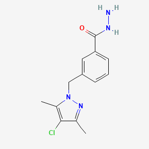 molecular formula C13H15ClN4O B2396608 3-[(4-chloro-3,5-dimethyl-1H-pyrazol-1-yl)methyl]benzohydrazide CAS No. 387344-71-0