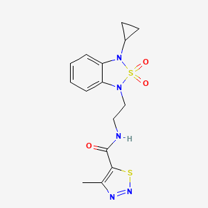 molecular formula C15H17N5O3S2 B2396610 N-[2-(3-cyclopropyl-2,2-dioxo-1,3-dihydro-2lambda6,1,3-benzothiadiazol-1-yl)ethyl]-4-methyl-1,2,3-thiadiazole-5-carboxamide CAS No. 2097860-97-2